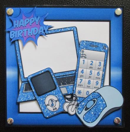 Blue Glitter Gadget Mp3 Player, Laptop, Mobile 8x8 Mini Kit by Davina Rundle