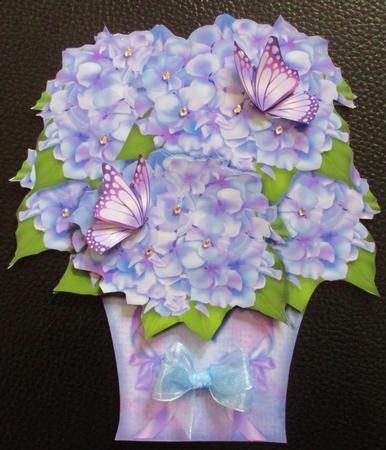 Vase Hydrangeas & Butterflies by Davina Rundle