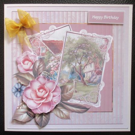 Country Cottage 7x7 Card with Decoupage by Davina Rundle