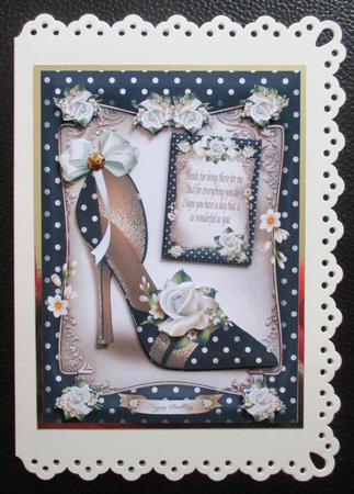 Polka Dot Shoes with Roses Card by Davina Rundle