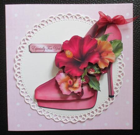 Stunning Shoe & Hibiscus 7 Step Decoupage Sheet by Davina Rundle