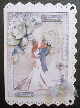 The Bride and Groom A5 Topper with Decoupage by Davina Rundle