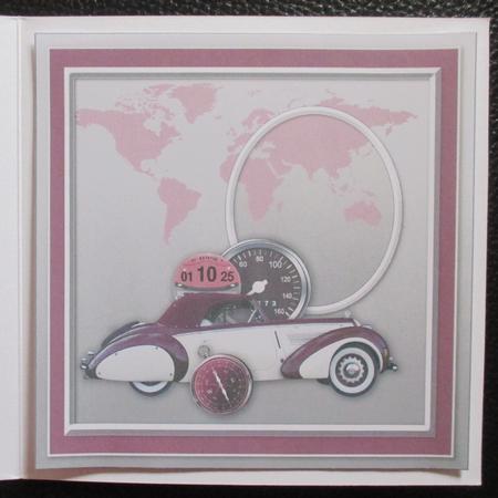 White and Maroon Vintage Car Matching 8inx8in Insert Plate by Davina Rundle