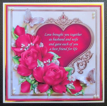 Wedding Day Verse Deep Rose Roses 8x8 Decoupage Mini Kit by Davina Rundle