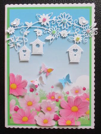 Cosmos / Pink Daisies Card Front / Topper by Davina Rundle