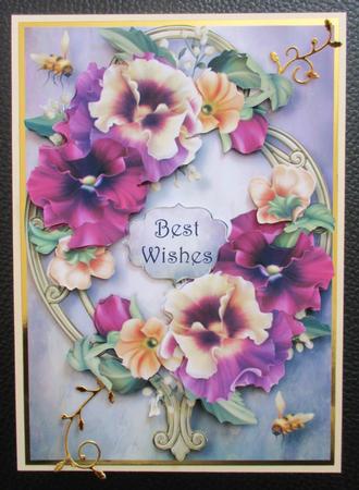 Muted Pansies on Golden Frame by Davina Rundle