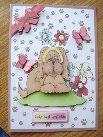 Cute Little Puppy with Red Bow by Davina Rundle