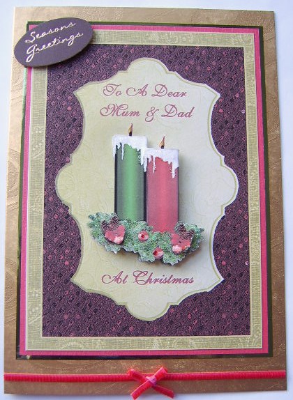 Candles on Red Glitter & Gold - Mum & Dad by Davina Rundle