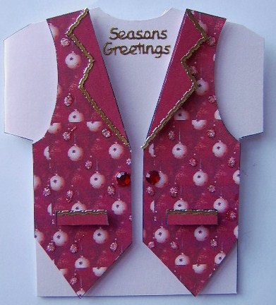 Christmas Baubles Shaped Waistcoat Card by Davina Rundle