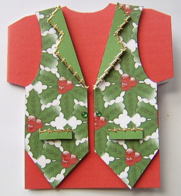 Just Holly Christmas Shaped Waistcoat Card Kit by Davina Rundle