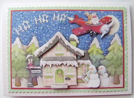 Santa's Flight Christmas Card Topper and Decoupage by Davina Rundle
