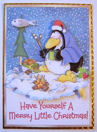 A Merry Little Christmas - Card Front with Decoupage by Davina Rundle