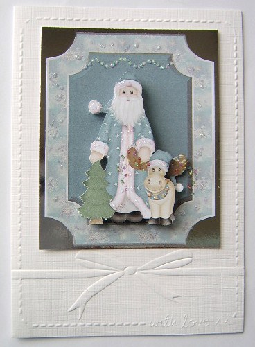 Blue Blue Santa and Reindeer Topper by Davina Rundle