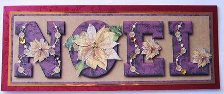 Golden Poinsettia Noel Large Dl Card Front with Decoupage by Davina Rundle