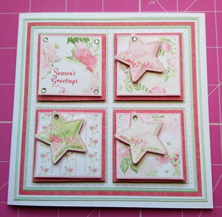 CHRISTMAS FAITH HOPE PEACE SQUARES 7.5 Quick Layer Card & Insert by Dawn Cook