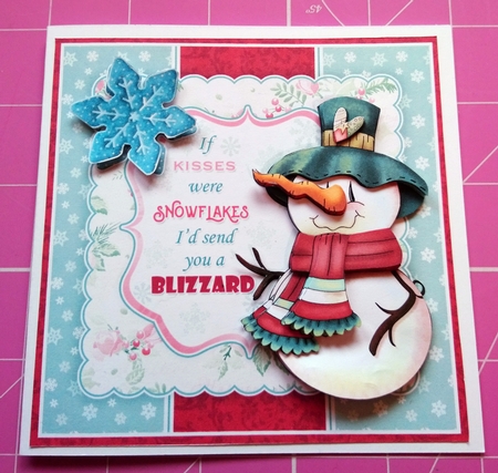 SNOWMAN KISSES 7.5 CHRISTMAS Decoupage & Insert Card Kit by Dawn Cook