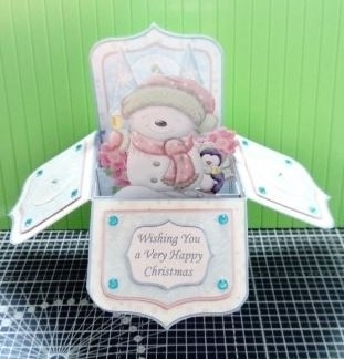 Christmas Cheer Snowman Pop Up Box Card 7.5 by Dawn Cook