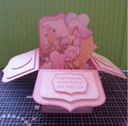 New Baby Girl Pop Up Box Card 7.5 by Dawn Cook