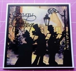 Seasons Greetings Carol Singers Design For Vinyl On Glass Blocks by Dawn Cook