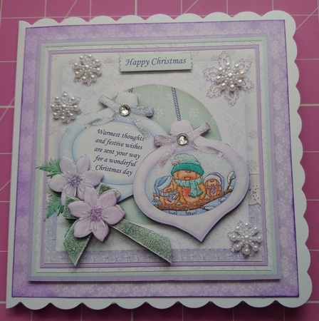 Christmas Baubles Jingle Robins Decoupage 8x8 Mini Kit by Dawn Cook
