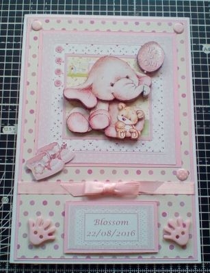 New Baby Girl Elephant 8x8 Decoupage Mini Kit Birthday Ages by Dawn Cook