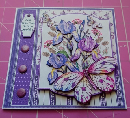 IRIS & BUTTERFLIES 8x8 Floral Decoupage Mini Kit by Dawn Cook