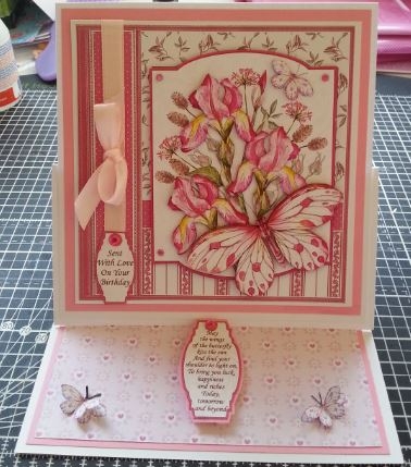 IRIS & BUTTERFLIES Pink 8x8 Floral Decoupage Mini Kit by Dawn Cook