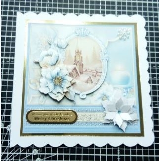 CHRISTMAS FROSTED FLORALS & CHURCH 8x8 Decoupage Mini Kit by Dawn Cook