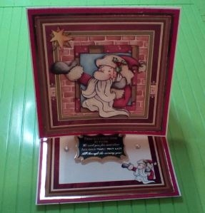 SANTA AT THE WINDOW Christmas 7.5 Decoupage & Insert Mini Kit by Dawn Cook