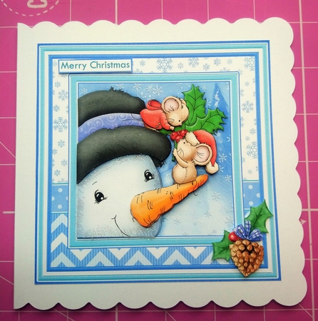 JOLLY HOLLY MICE Christmas Snowman Decoupage & Insert Mini Kit by Dawn Cook