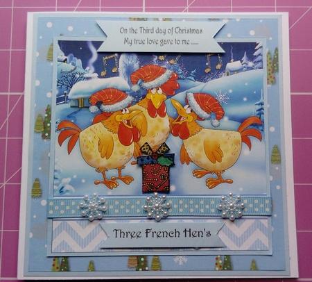 3 French Hens Have a sPECKtacular Christmas 7.8 Decoupage Mini Kit by Dawn Cook