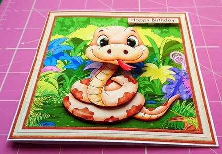 LEGLESS SNAKE WOBBLY HEAD CARD 8x8 Decoupage, Ages & Insert Mini Kit by Dawn Cook