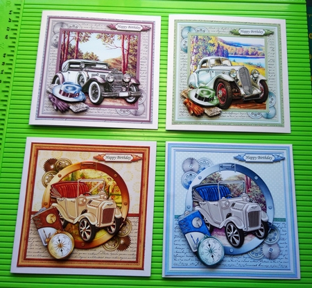 VINTAGE CARS 7.5 Decoupage Ages & Inserts Bumper Kit by Dawn Cook