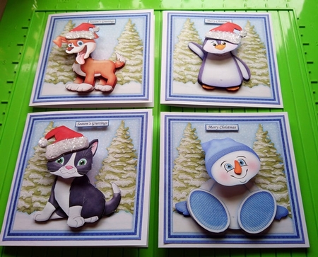 CHRISTMAS WOBBLY HEAD CARDS 7.5 Decoupage & Inserts Bumper Kit by Dawn Cook