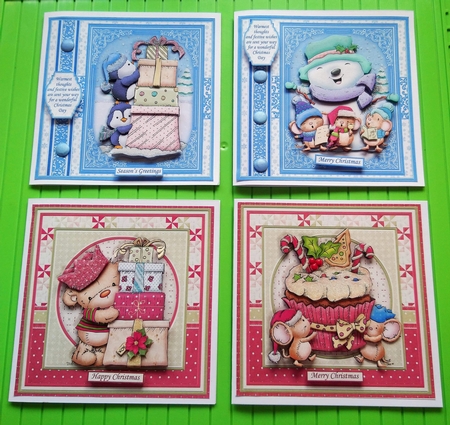 CUTE CHRISTMAS MIX Set 2 7.5 Decoupage & Inserts Bumper Kit by Dawn Cook