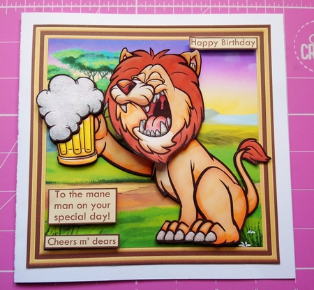 THE MANE MAN LION WOBBLY HEAD CARD 7.5 Decoupage & Insert Mini Kit by Dawn Cook
