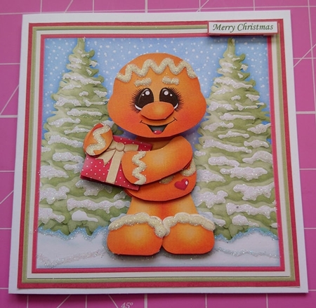 CHRISTMAS GINGERBREAD MAN WOBBLY HEAD CARD 7.5 Decoupage & Insert Mini Kit by Dawn Cook