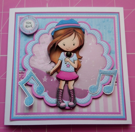 You Rock Girl Singing Brown Girl 7.5 Decoupage & Insert Mini Kit by Dawn Cook