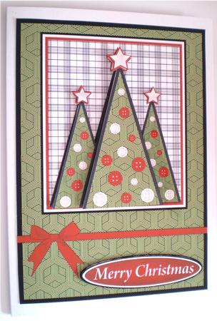 Patterned Buttons Christmas Trees Decoupage by Dawn Cook