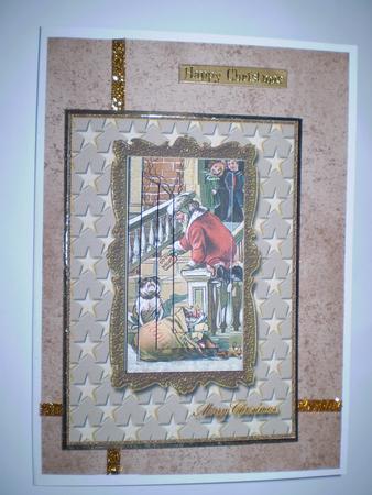 Vintage Christmas Santa Bribing the Dog! by Dawn Cook
