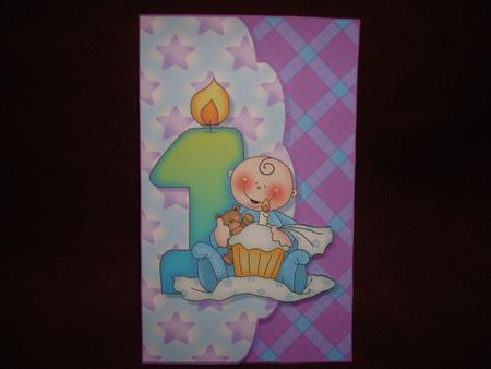 Birthday Boy Age 1 Envelope Quick Card Front with Decoupage by Dawn Heath