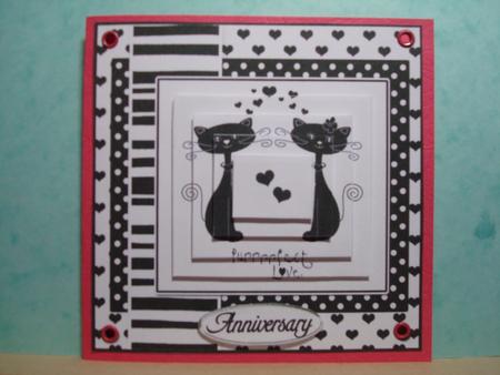 Kool Kats Purrfect Love Monochrome Quick Card with Pyramage by Dawn Heath