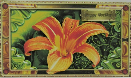 With Love & Best Wishes Topper With Orange Lily & Insert by Dawn Jones