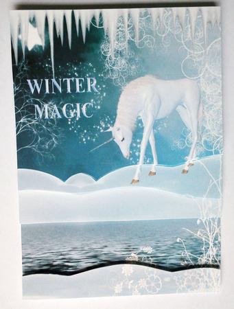 Winter Magic of a Beautiful White Unicorn A4 Topper by Dawn Jones