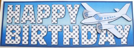 Happy Birthday with Plane Large Dl 3 by Dawn Jones