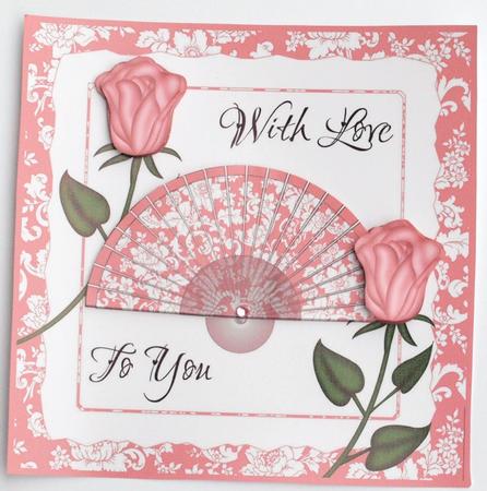 Pink Roses with Fan by Dawn Jones
