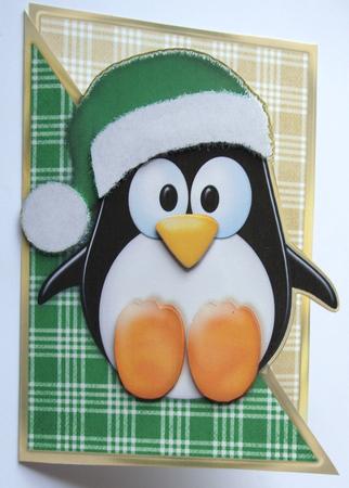 Cut and Fold Christmas Penguin in Green by Dawn Jones