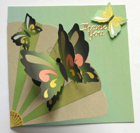 Fan & Butterflies Cut & Fold Corner Card (6) by Dawn Jones