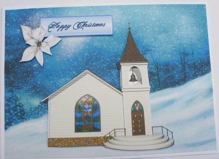 Pretty Church in Snowbackground by Dawn Jones
