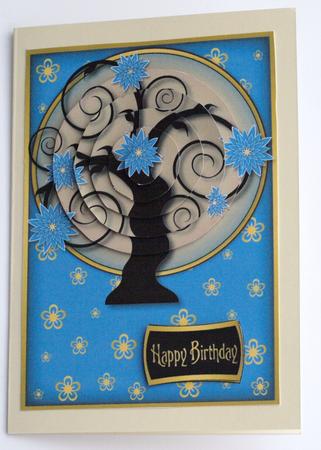 Oriental Tree Pyramid in Blue by Dawn Jones